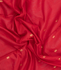 Red Handloom Maheswari Silk Cotton Saree With Floral Buttas-SC4956