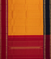 Mango Yellow Handloom Korvai Kanchipuram Silk Saree With Ganga Jamuna Border - KA14620