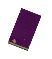 Purple Handloom Silk Cotton Saree With Yazhi Buttas & Contrast Border-SC3890