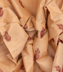 Light Peach Woven Rasipuram Cotton Saree With Floral Buttas