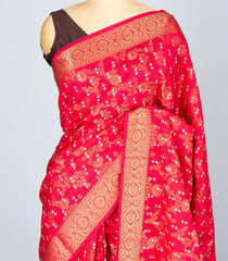Red Woven Synthetic Dola Silk Saree With Floral Motifs-BL4647