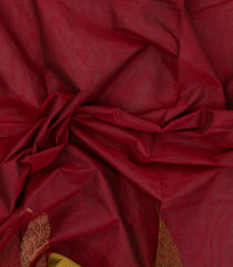 Red Handloom Village Cotton Saree With Buttas-VC1649