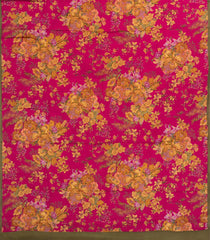 Pink Printed Pure Satin Silk Saree With Floral Motifs-PS0946