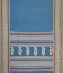 Sky Blue Handloom Silk Cotton Saree With Buttas-SC4816