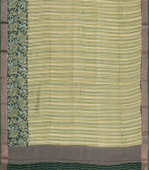 Green Printed Chanderi Cotton Saree With Zari Border-CC1566
