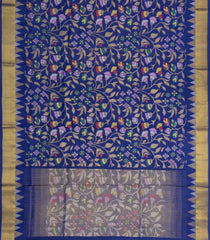 Dark Blue Handloom Uppada Silk Saree With Meena Floral Motifs-UP0351