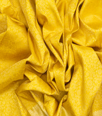 Yellow Handloom Kanchipuram Silk Saree With Floral Vine Motifs-KA12832