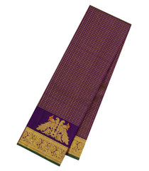 Purple Handloom Kanchipuram Silk Saree With Meena Checks-KA15306