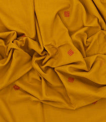 Mustard Handwoven Bengal Cotton Saree With Floral Buttas-BG1477