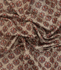 Taupe Woven Tussar Silk Saree With Printed Floral Motifs-TU3087