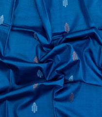 Blue Woven Tussar Silk Saree With Floral Motifs-TU3263
