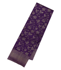 Purple Handloom Kanchipuram Silk Saree With Floral Motifs-KA15076