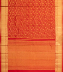 Red Handloom Kanchipuram Silk Saree With Floral Vine Motifs-KA14770
