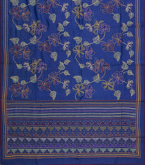 Blue Woven Tussar Silk Saree With Printed & Embroidered Motifs-TU3816
