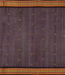 Sandal Handloom Korvai Silk Cotton Saree With Floral Buttas & Contrast Border-SC3829