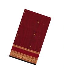 Maroon Handloom Silk Cotton Saree With Buttas-SC4361