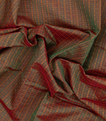 Green Handloom Silk Cotton Saree With Checks-SC4206