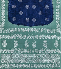 Indigo Printed Jaipur Cotton Saree With Contrast Border-JC1710