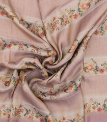 Light Peach Woven Blended Organza With Printed Motifs-BL4735