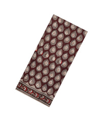 Brown Printed Modal Silk Saree With Floral Motifs-PS0723