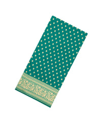 Aquamarine Woven Blended Satin Saree With Floral Zari Motifs-BL6014