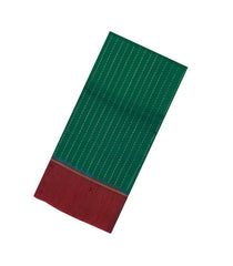 Green Woven Dupion Silk Saree With Dotted Stripes & Contrast Border-DS0642