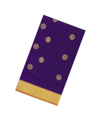 Purple Handloom Silk Cotton Saree With Buttas & Contrast Zari Border-SC4672