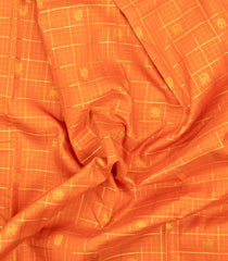 Orange Handloom Korvai Kanchipuram Silk Saree With Zari Checks & Buttas-KA16813