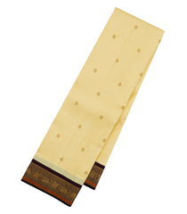Cream Handloom Korvai Kanchipuram Silk Saree With Buttas-KA15128
