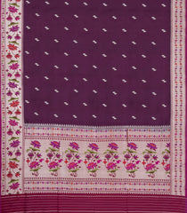 Dark Burugndy Handloom Banarasi Silk Saree With Floral Buttas & Meena Borde-BE1765