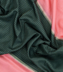 Dark Green Woven Blended Viscose Saree With Contrast Border-BL5588