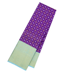 Purple Handloom Korvai Kanchipuram Silk Saree With Checks & Buttas-KA15001