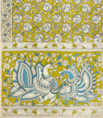 Light Green Printed Kalamkari Cotton Saree -KAL1253