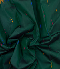 Bottle Green Handloom Korvai Kanchipuram Silk Saree With Raindrop Motifs-KA14524