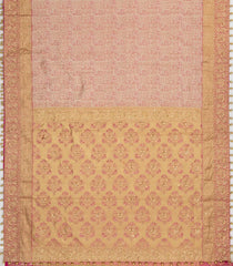 Peach Woven Pure Silk Saree With Floral & Hand Embroidered Motifs-EN1804