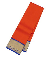 Red Handloom Korvai Kanchipuram Silk Saree With Contrast Border-KA15923