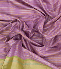 Lavender Handloom Kanchipuram Silk Saree With Floral Stripes-KA13744