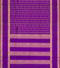 Purple Handloom Silk Cotton Saree With Checks & Buttas-SC4743