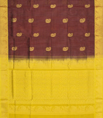 Maroon Handloom Silk Cotton Saree With Checks & Buttas-SC4737