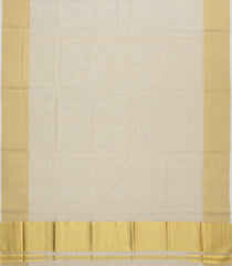 Off White Handloom Kerala Cotton Saree With Zari Border-KEC1022