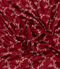 Maroon Printed Synthetic Dola Silk Saree With Floral Motifs & Zari Stripes-SY0465