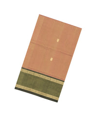 Sandal Handloom Silk Cotton Saree With Zari Buttas & Contrast Border-SC4801