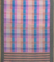 Multi Colour Printed Synthetic Linen Saree With Checks-SY0603