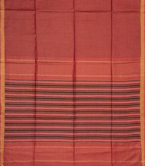 Peach Woven Tussar Silk Saree With Stripes & Zari Border-TU3491