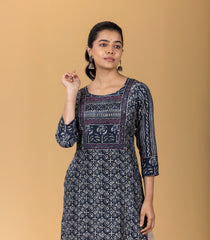 Indigo Blue Printed Kurta-KR0861