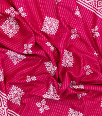 Hot Pink Printed Synthetic Dola Saree With Zari Stripes & Border-BL5398