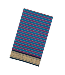 Cyan & Magenta Handloom Soft Silk Cotton Saree With Stripes-SC4572