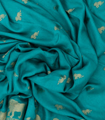 Turquoise Woven Synthetic Dola Silk Saree With Lion Motifs -BL4436