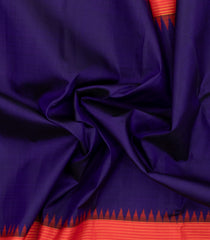 Navy Blue Handloom Korvai Kanchipuram Silk Saree With Contrast Stripes Border-KA16142