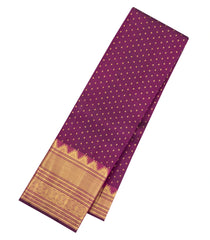 Dark Magenta Handloom Kanchipuram Silk Saree With Zari Motifs-KA16336